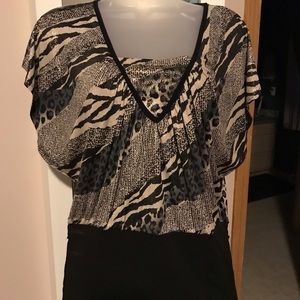 Gold and black dressy top